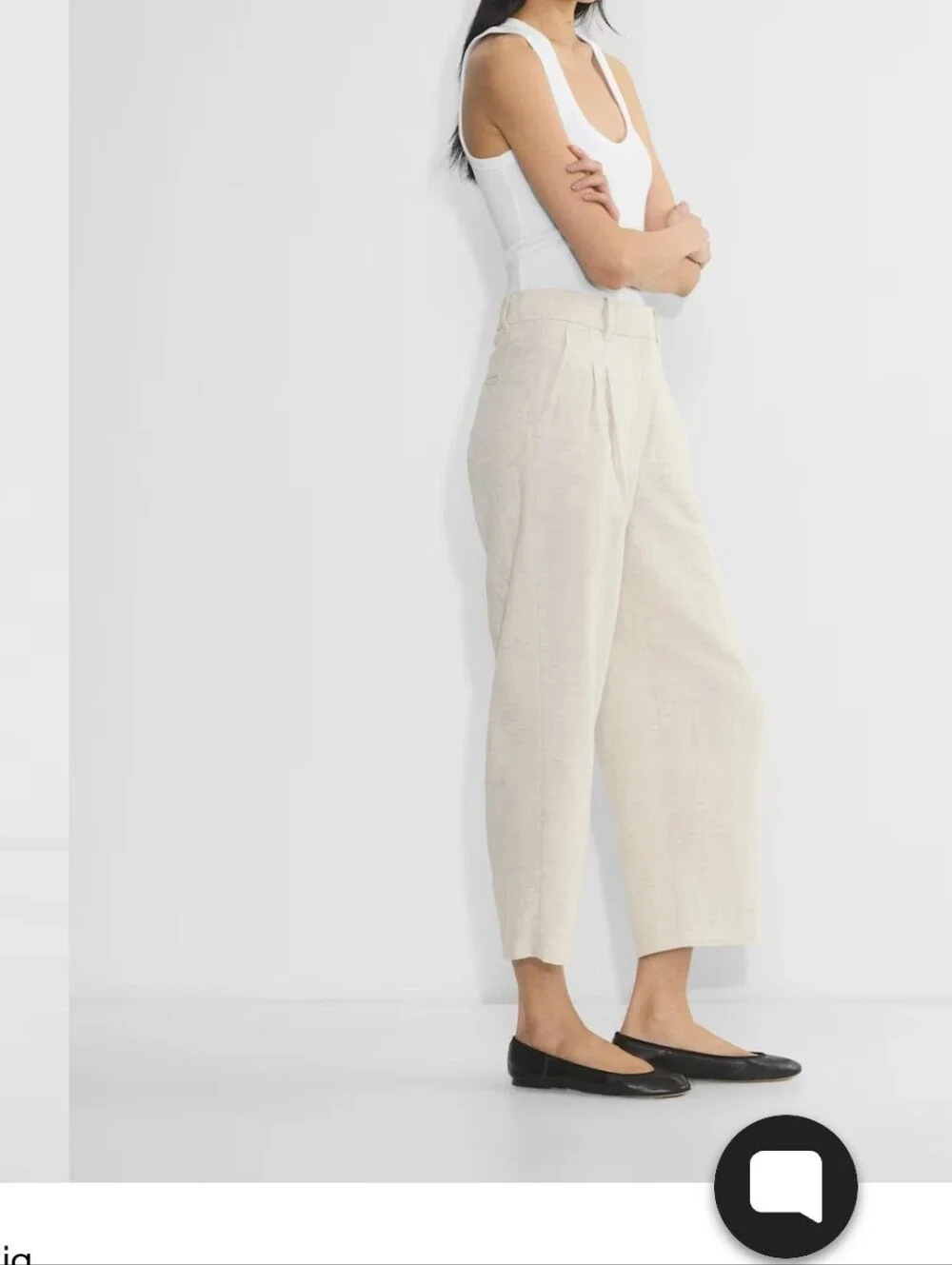 Aritzia THE EFFORTLESS PANT WIDE LEG CROPPED LINEN  BLEND PANTS